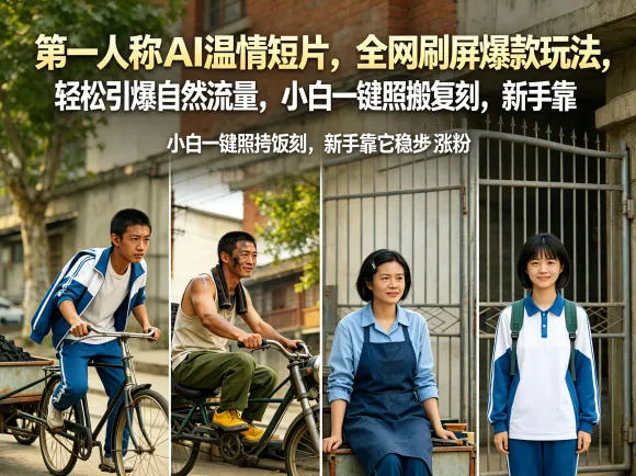 第一人称AI温情短片，全网刷屏爆款玩法，轻松引爆自然流量，小白一键照搬复刻，新手靠它稳步涨粉-来缘阁
