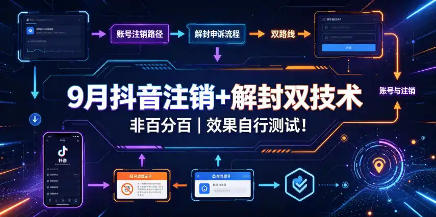 9月抖音注销+解封双技术，非百分百，效果自行测试！-来缘阁