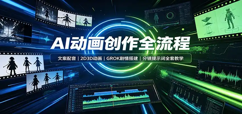 AI动画创作全流程:文案配音,2D3D动画,GROK剧情搭建,分镜提示词全套教学-来缘阁