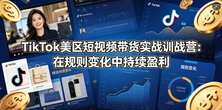 TikTok美区短视频带货实战训战营：在规则变化中持续盈利-来缘阁