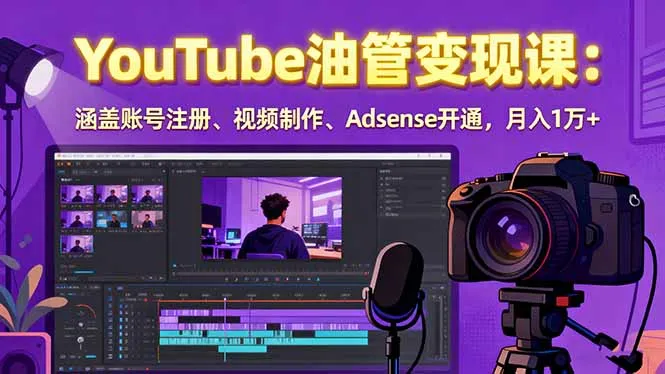 2025YouTube油管变现课：涵盖账号注册、视频制作、Adsense开通，月入1万+-来缘阁
