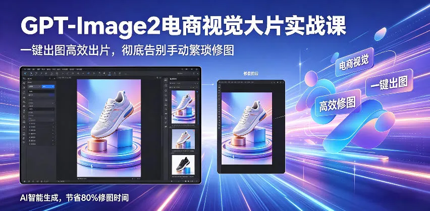 GPT-Image2电商视觉大片实战课，一键出图高效出片，彻底告别手动繁琐修图-来缘阁