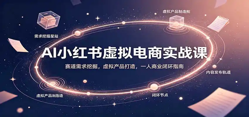 AI小红书虚拟电商实战课：赛道需求挖掘，虚拟产品打造，一人商业闭环指南-来缘阁