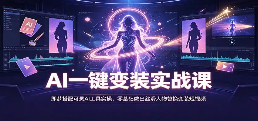 AI一键变装实战课：即梦搭配可灵AI工具实操，零基础做出丝滑人物替换变装短视频-来缘阁