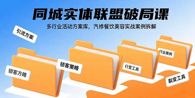 同城实体联盟破局课，多行业活动方案库，汽修餐饮美容实战案例拆解-来缘阁