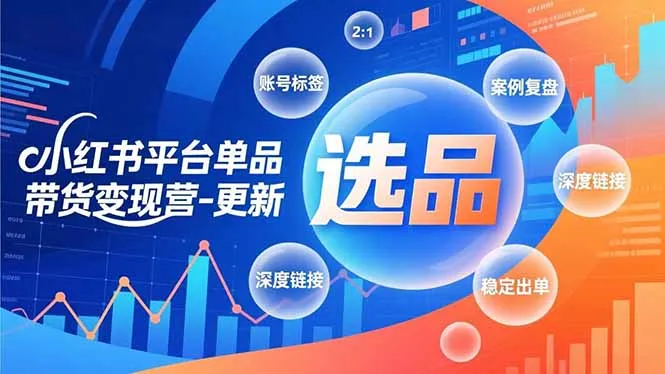 小红书平台单品带货变现营-更新，极致选品、账号标签、案例复盘，深度链接，快速启动稳定出单-来缘阁