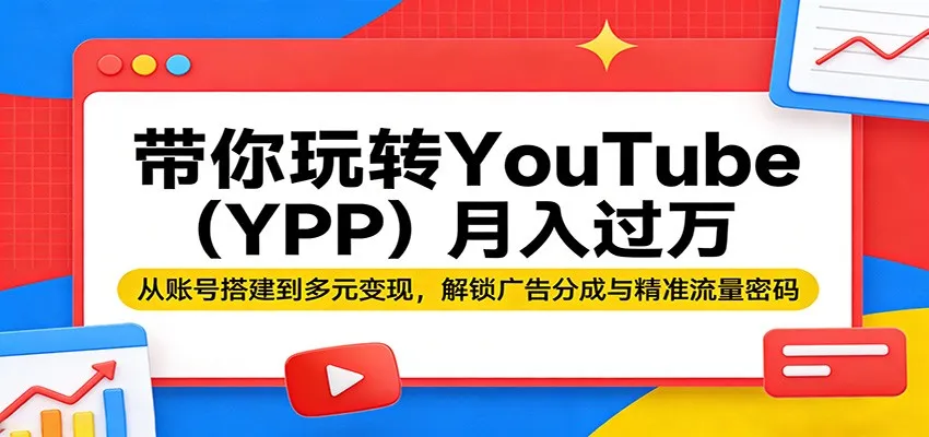 带你玩转YouTube(YPP)月入过万：从账号搭建到多元变现，解锁广告分成与精准流量密码-来缘阁