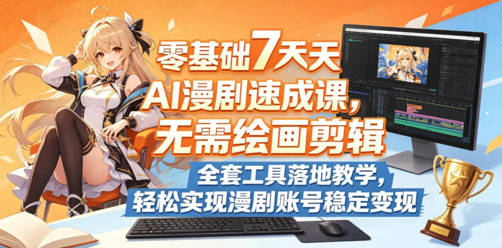 零基础7天AI漫剧速成课,无需绘画剪辑,全套工具落地教学,轻松实现漫剧账号稳定变现-来缘阁