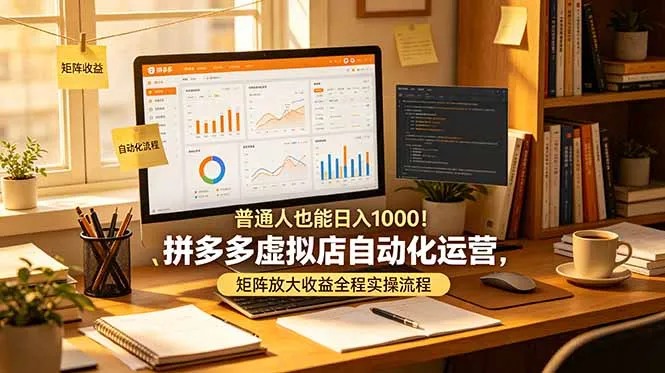 普通人也能日入 1000！拼多多虚拟店自动化运营，矩阵放大收益全程实操流程-来缘阁