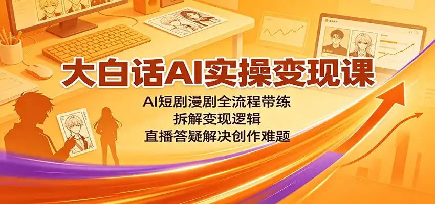 大白话AI实操变现课:AI短剧漫剧全流程带练,拆解变现逻辑,直播答疑解决创作难题-来缘阁