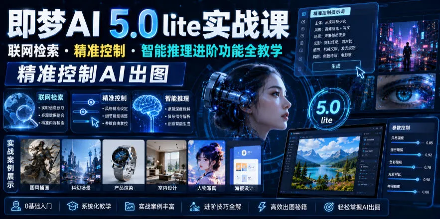 即梦AI 5.0 lite实战课,联网检索・精准控制・智能推理进阶功能全教学,精准控制AI出图-来缘阁