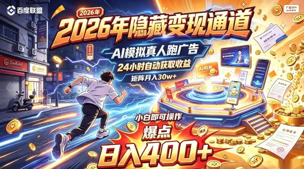 2026年别死磕自媒体,隐藏变现通道,AI模拟真人自动跑广告,小白即可操作,日入400+,矩阵月入可达到30w+【揭秘】-来缘阁