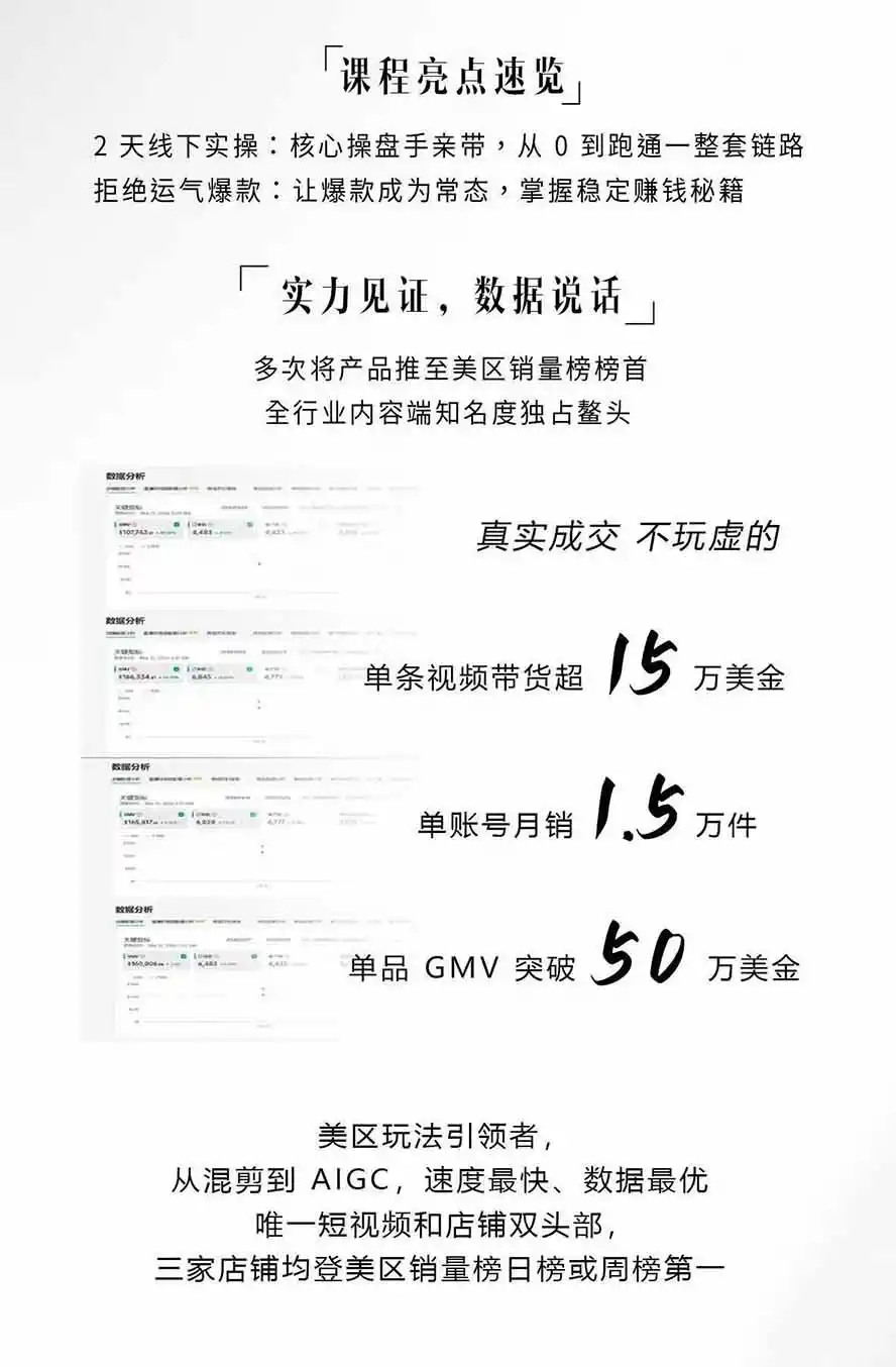 AIGC×TikTok美区短视频带货线下课；两天一夜完整回放，12小时高清视频收录头部操盘手全流程教学-来缘阁