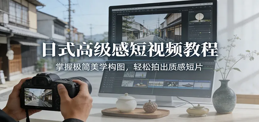 日式高级感短视频教程：掌握极简美学构图，轻松拍出质感短片-来缘阁