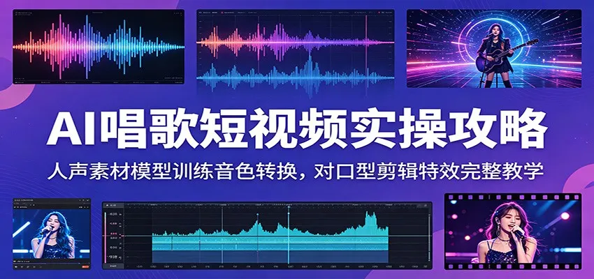 AI唱歌短视频实操攻略：人声素材模型训练音色转换，对口型剪辑特效完整教学-来缘阁