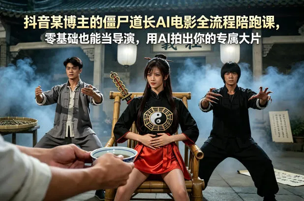 抖音某博主的僵尸道长AI电影全流程陪跑课，零基础也能当导演，用AI拍出你的专属大片-来缘阁