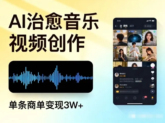 AI做治愈音乐视频，多平台投稿，单条商单变现3W+-来缘阁