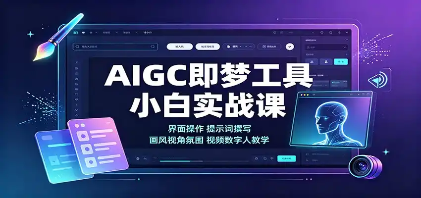 AIGC即梦工具小白实战课:界面操作,提示词撰写,画风视角氛围视频数字人教学-来缘阁