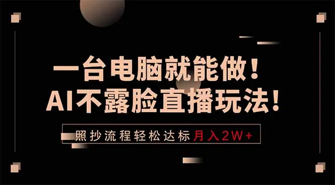 一台电脑就能做！AI不露脸直播玩法，照抄流程轻松达标月入2W+-来缘阁