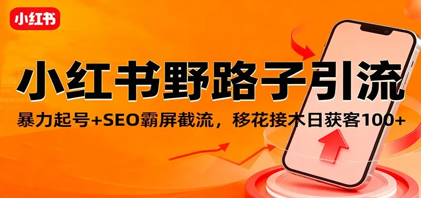 小红书野路子引流，暴力起号+SEO霸屏截流，移花接木日获客100+-来缘阁