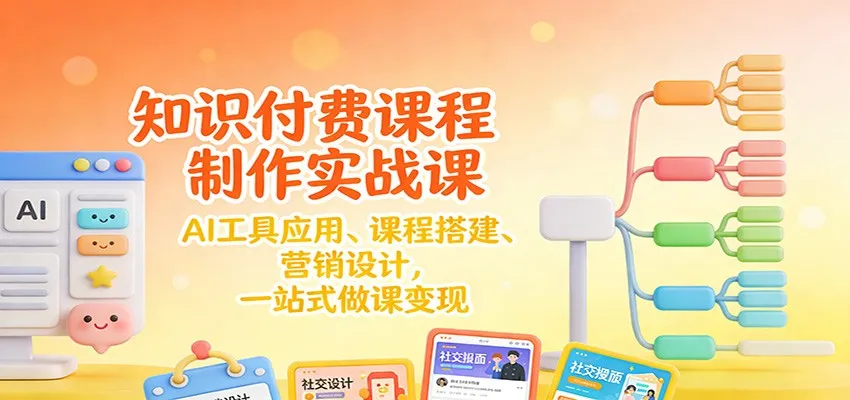 知识付费课程制作实战课：AI工具应用 、课程搭建、营销设计，一站式做课变现-来缘阁