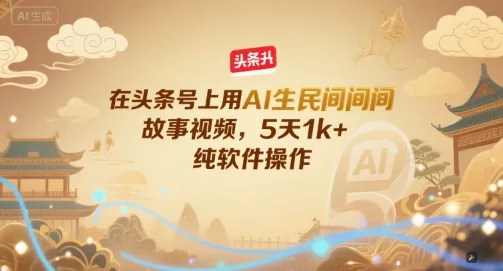 在头条号上用AI生民间故事视频，5天1k+，纯软件操作-来缘阁