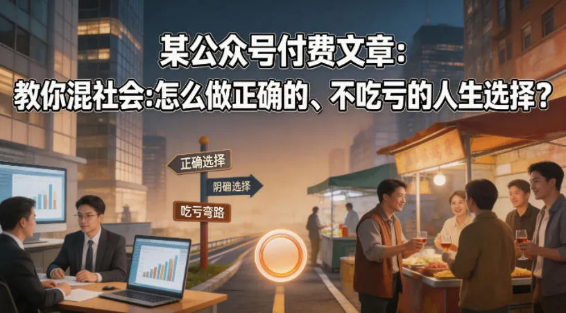 某公众号付费文章：教你混社会：怎么做正确的、不吃亏的人生选择？-来缘阁