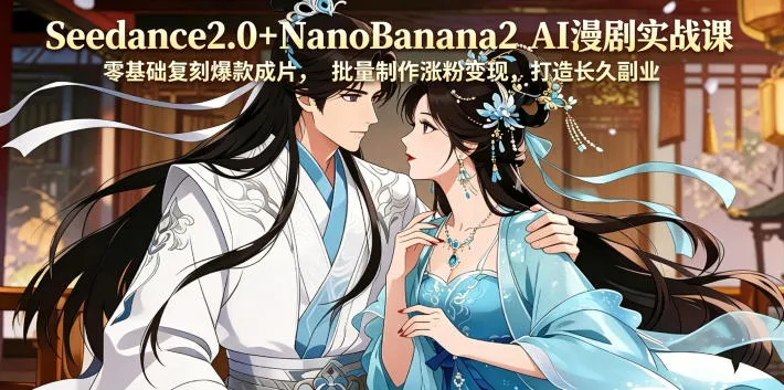Seedance2.0+NanoBanana2 AI漫剧实战课,零基础复刻爆款成片涨粉变现,打造长久副业收益-来缘阁