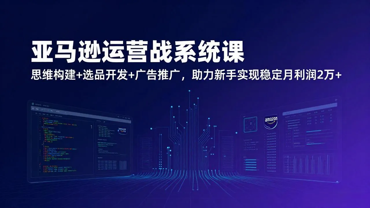 亚马逊运营实战系统课，思维构建+选品开发+广告推广，助力新手实现稳定月利润2万+(更新-来缘阁