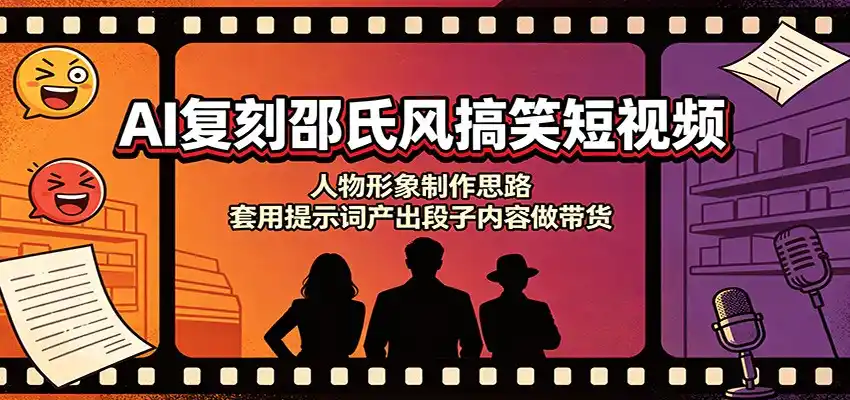 AI复刻邵氏风搞笑短视频：人物形象制作思路，套用提示词产出段子内容做带货-来缘阁