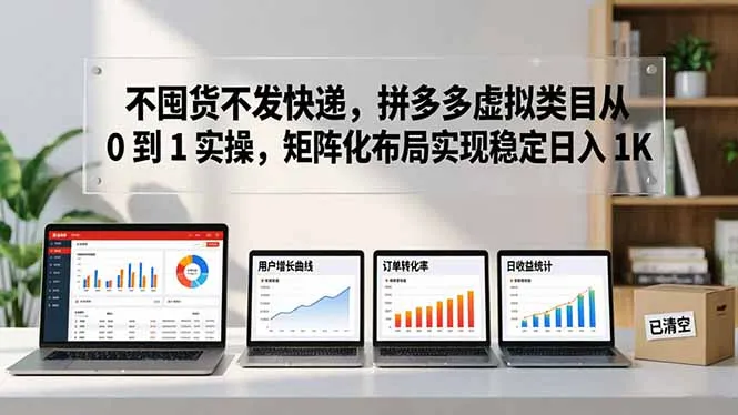 不囤货不发快递,拼多多虚拟类目从 0 到 1 实操,矩阵化布局实现稳定日入 1K-来缘阁