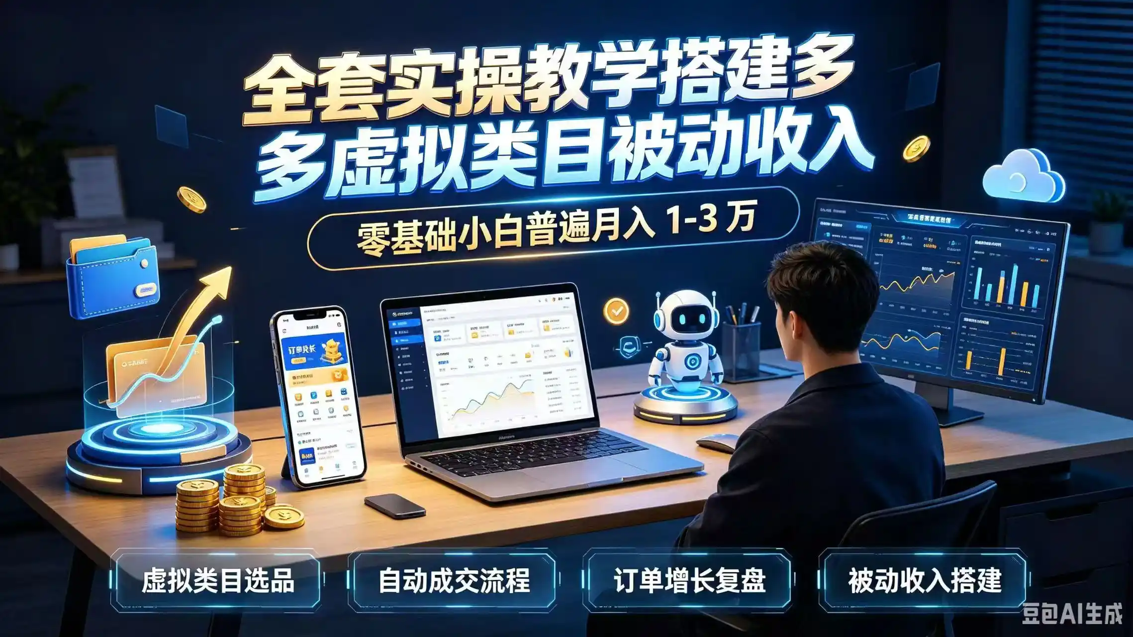 全套实操教学搭建多多虚拟类目被动收入,零基础小白普遍月入 1-3 万-来缘阁