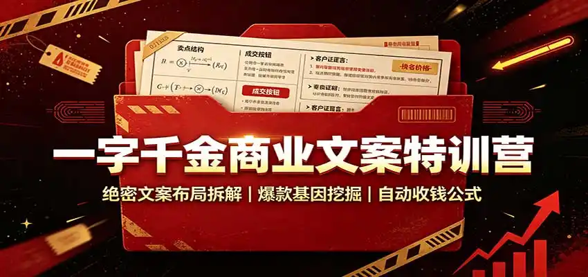 一字千金商业文案特训营:绝密文案布局拆解,爆款基因挖掘,自动收钱公式-来缘阁