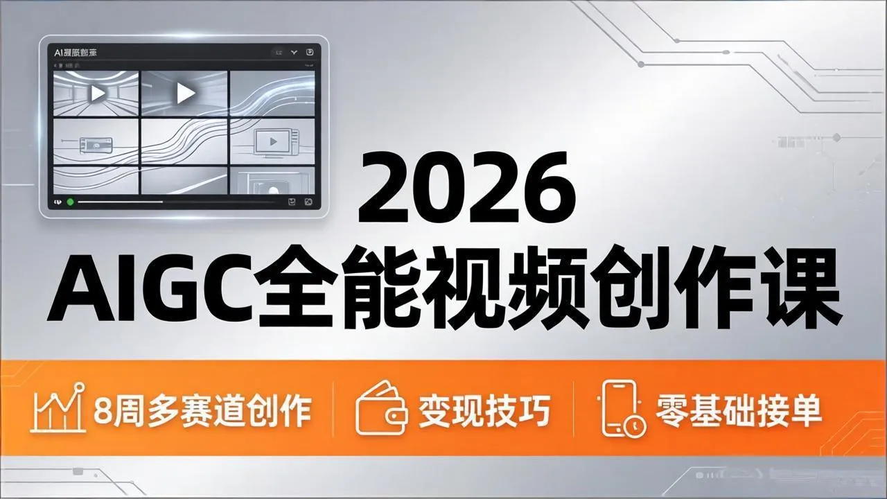 2026AIGC全能视频创作课，8周吃透多赛道创作+变现，零基础也能高效出片接单-来缘阁
