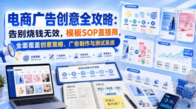 电商广告创意全攻略:告别烧钱无效,模板SOP直接用,全面覆盖创意策略、广告制作与测试系统【原创双语字幕】-来缘阁
