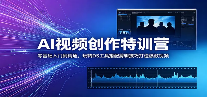 AI视频创作特训营:零基础入门到精通,玩转DS工具搭配剪辑技巧打造爆款视频-来缘阁