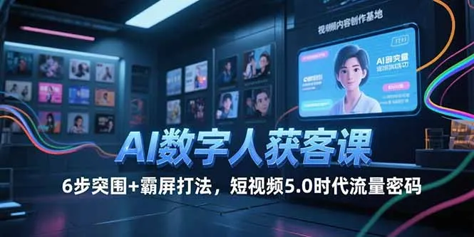 AI数字人获客课，6步突围+霸屏打法，短视频5.0时代流量密码-来缘阁