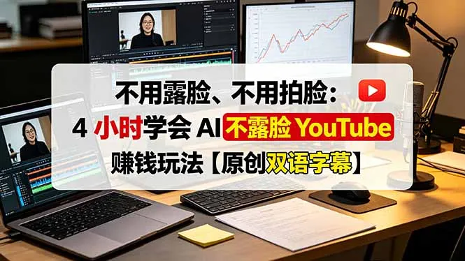 不用露脸、不用拍脸：4 小时学会 AI 不露脸 YouTube 赚钱玩法【原创双语字幕】-来缘阁