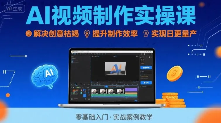Ai视频制作实操课，解决创意枯竭、效率低下痛点，实现日更量产可持续变现(更新26年3月)-来缘阁