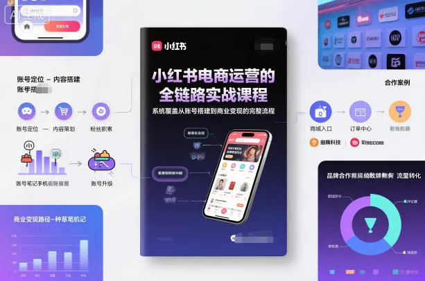 小红书电商运营的全链路实战课程，系统覆盖从账号搭建到商业变现的完整流程-来缘阁