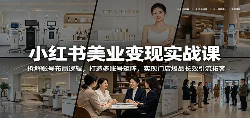 小红书美业变现实战课：拆解账号布局逻辑，打造多账号矩阵，实现门店爆品长效引流拓客-来缘阁