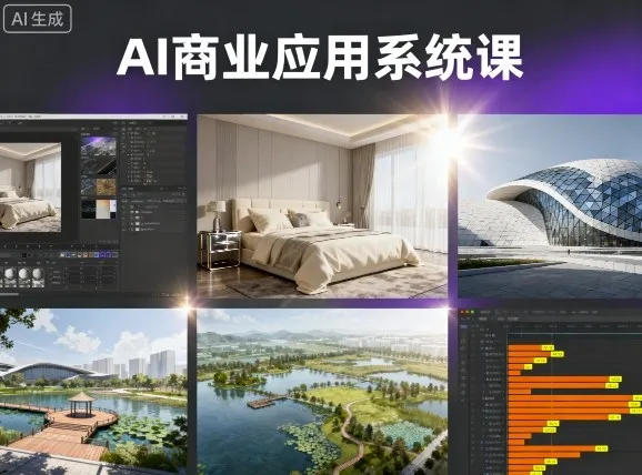 AI商业应用系统课，室内-软装-建筑-景观，智能设计+效果图+动画画实战-来缘阁