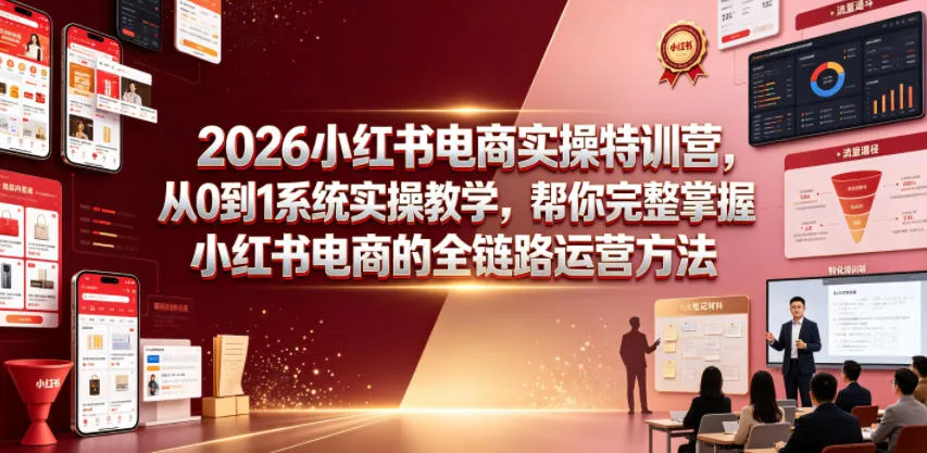 2026小红书电商实操特训营，从0到1系统实操教学，帮你完整掌握小红书电商的全链路运营方法-来缘阁
