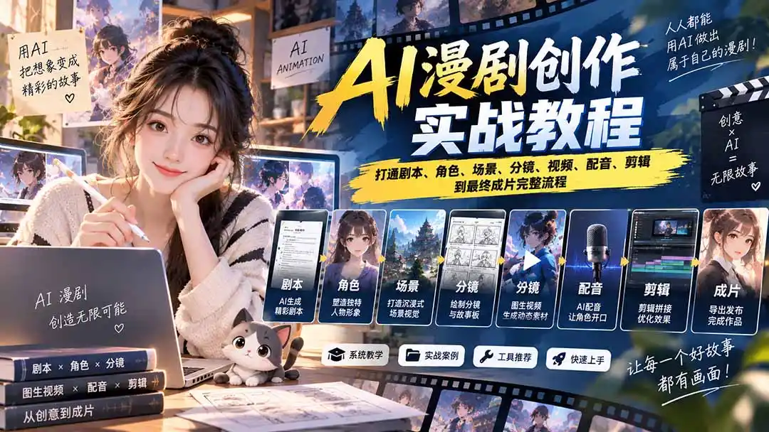 2026 AI漫剧创作实战教程：打通剧本、角色、场景、分镜、视频、配音、剪辑到最终成片完整流程-来缘阁
