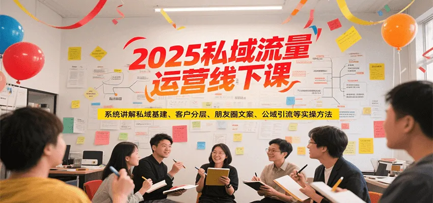 2025私域流量运营线下课，系统讲解私域基建/客户分层/朋友圈文案/公域引流等实操方法-来缘阁