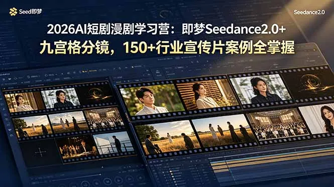 2026AI短剧漫剧学习营：即梦Seedance2.0+九宫格分镜，150+行业宣传片案例全掌握-来缘阁