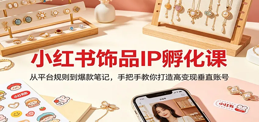 小红书饰品IP孵化课：从平台规则到爆款笔记，手把手教你打造高变现垂直账号-来缘阁