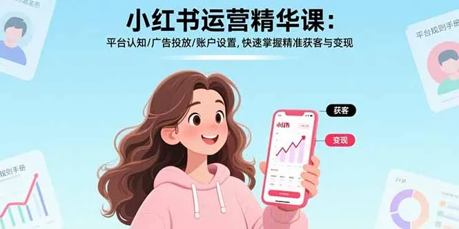 小红书运营精华课：平台认知/广告投放/账户设置,快速掌握精准获客与变现-来缘阁