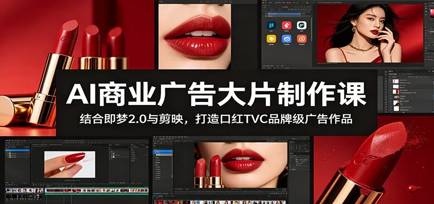 AI商业广告大片制作课：结合即梦2.0与剪映，打造口红TVC品牌级广告作品-来缘阁
