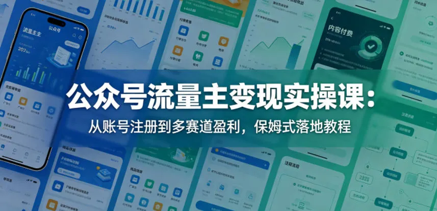 公众号流量主变现实操课：从账号注册到多赛道盈利，保姆式落地教程-来缘阁